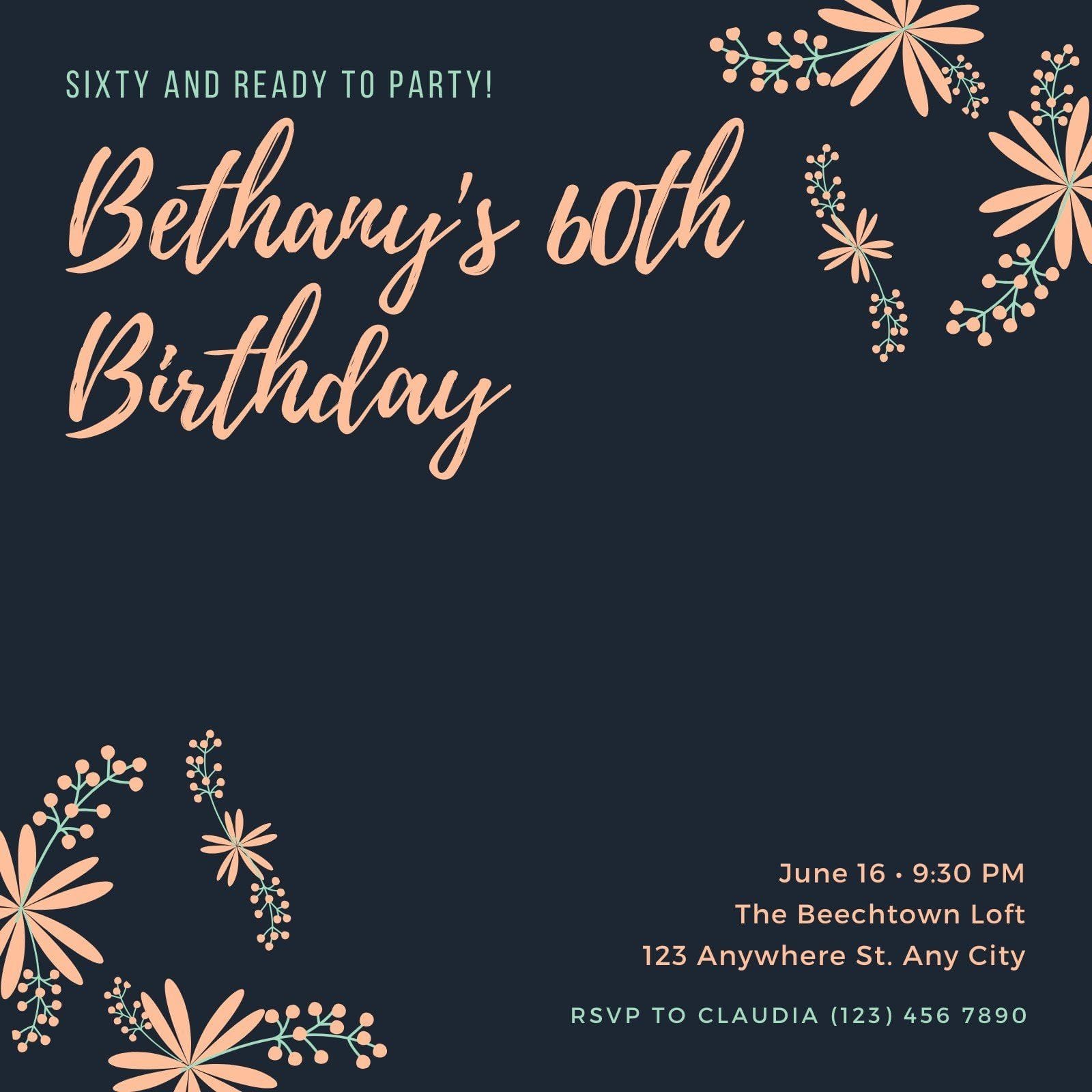 Free printable 60th birthday invitation templates