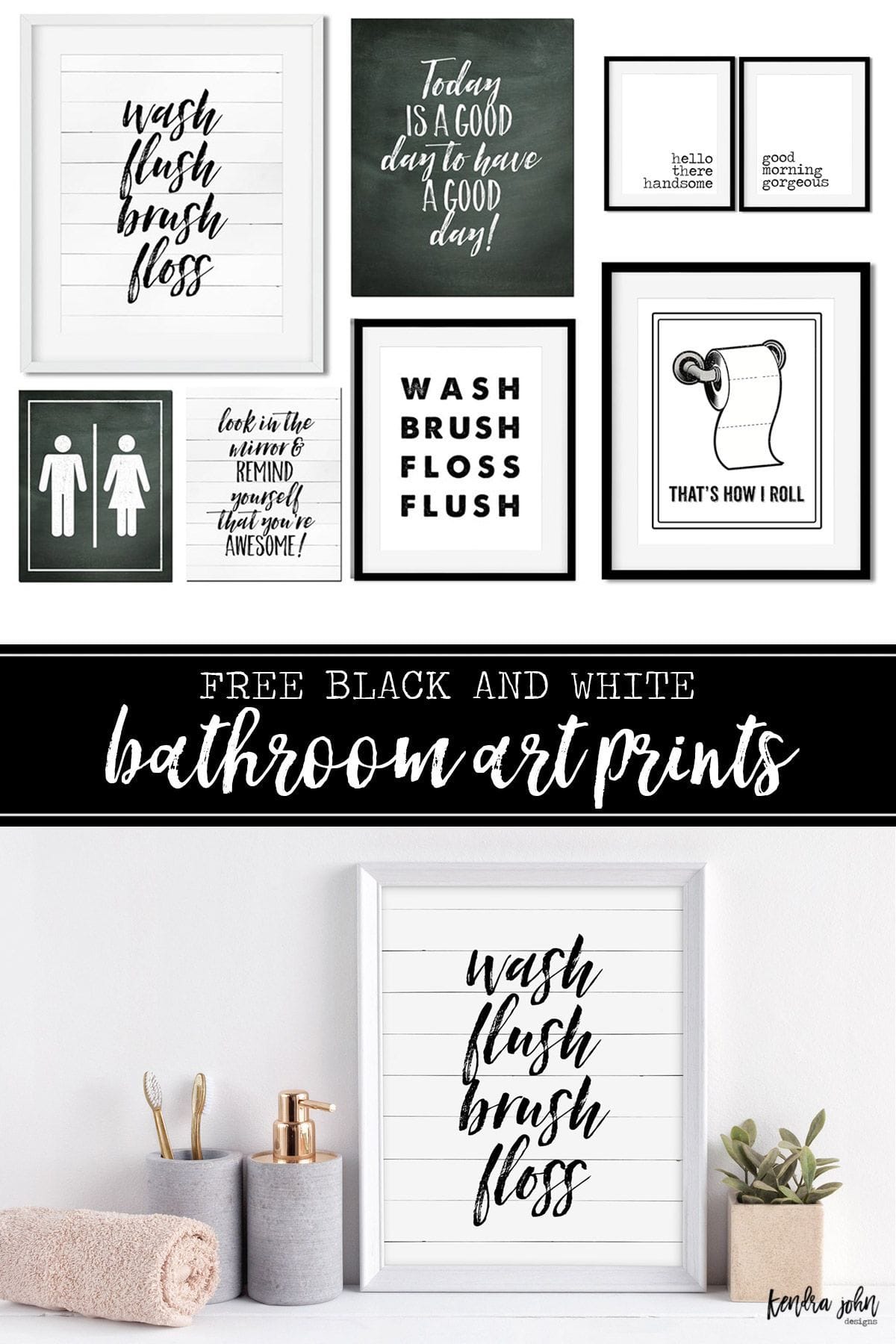 10 Free Black and White Bathroom Printables