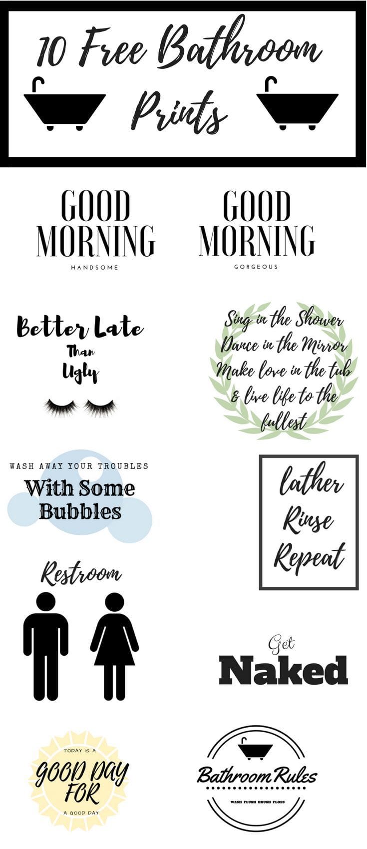 Bathroom Wall Art Printables