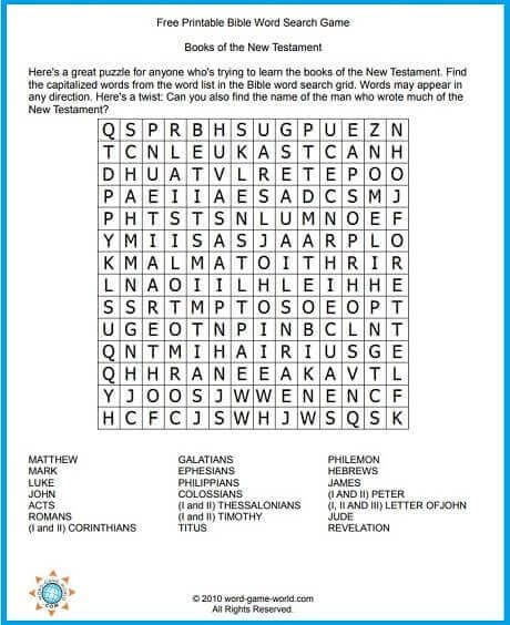 Printable Bible Word Search Puzzles