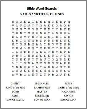 Bible Word Search For Adults Printable