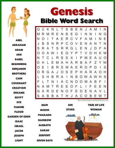 Printable Bible Word Search Puzzles