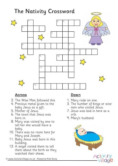 Free Printable Religious Christmas Crossword Puzzles