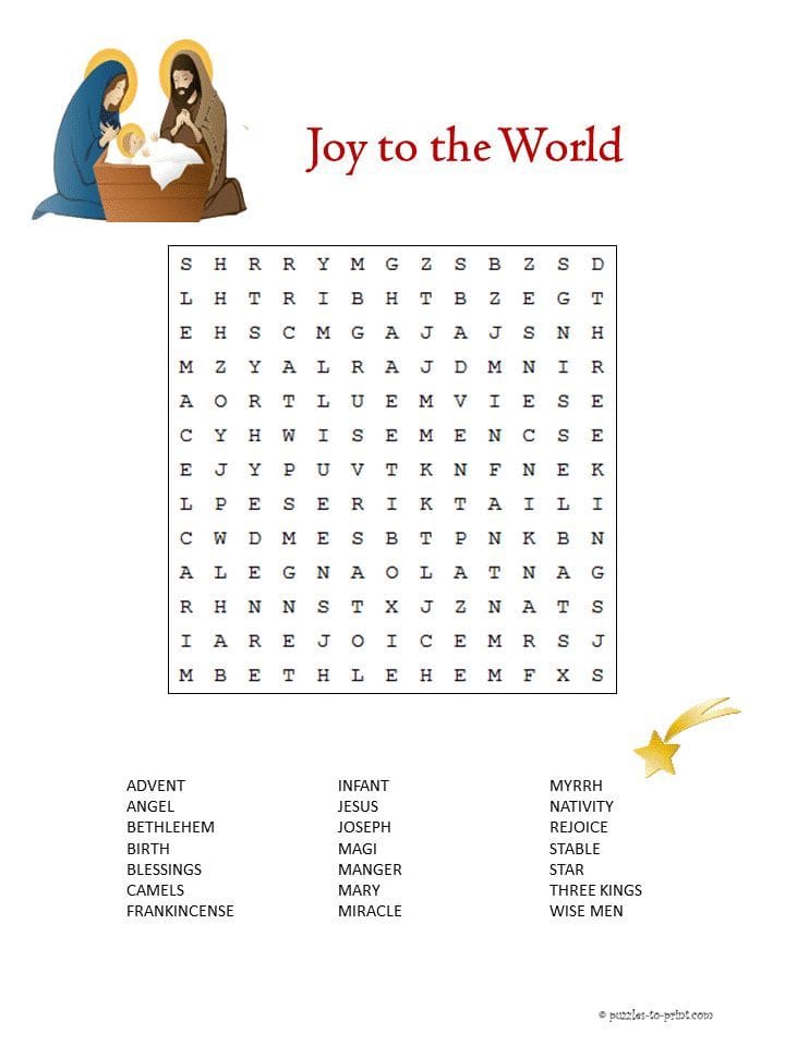 Christian Christmas Word Search Printable