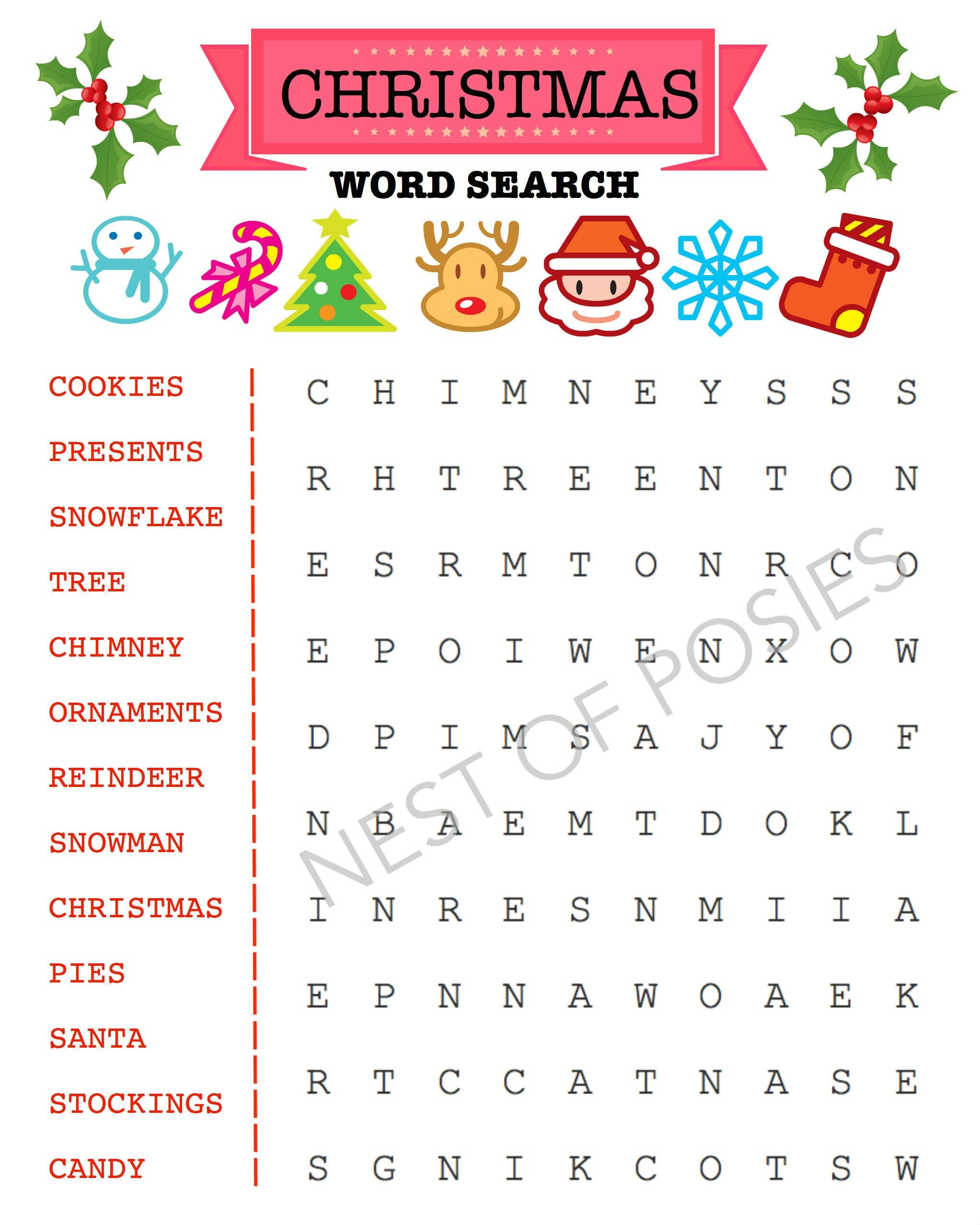 Hard Christmas Word Search