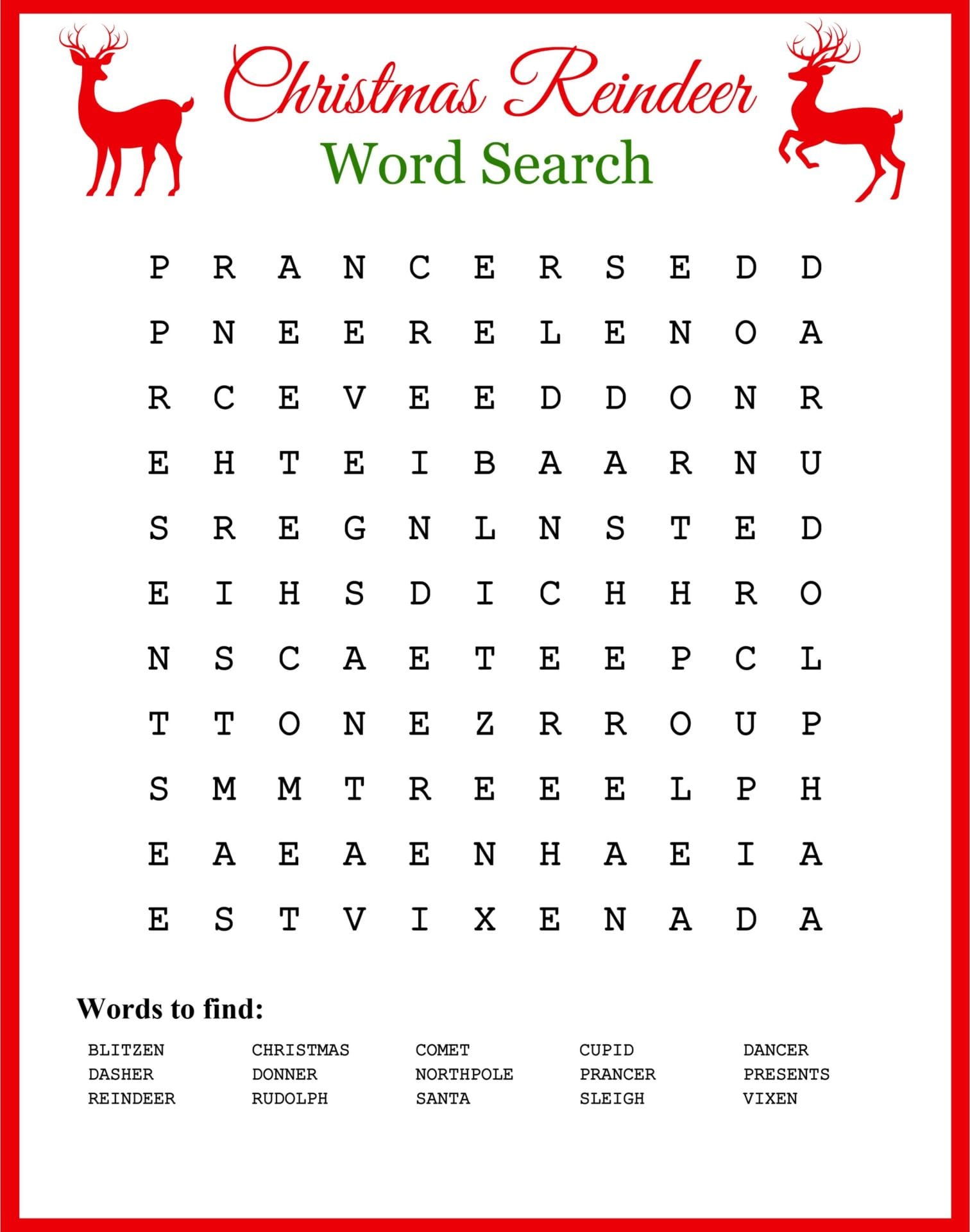 Printable Christmas Word Search Puzzles