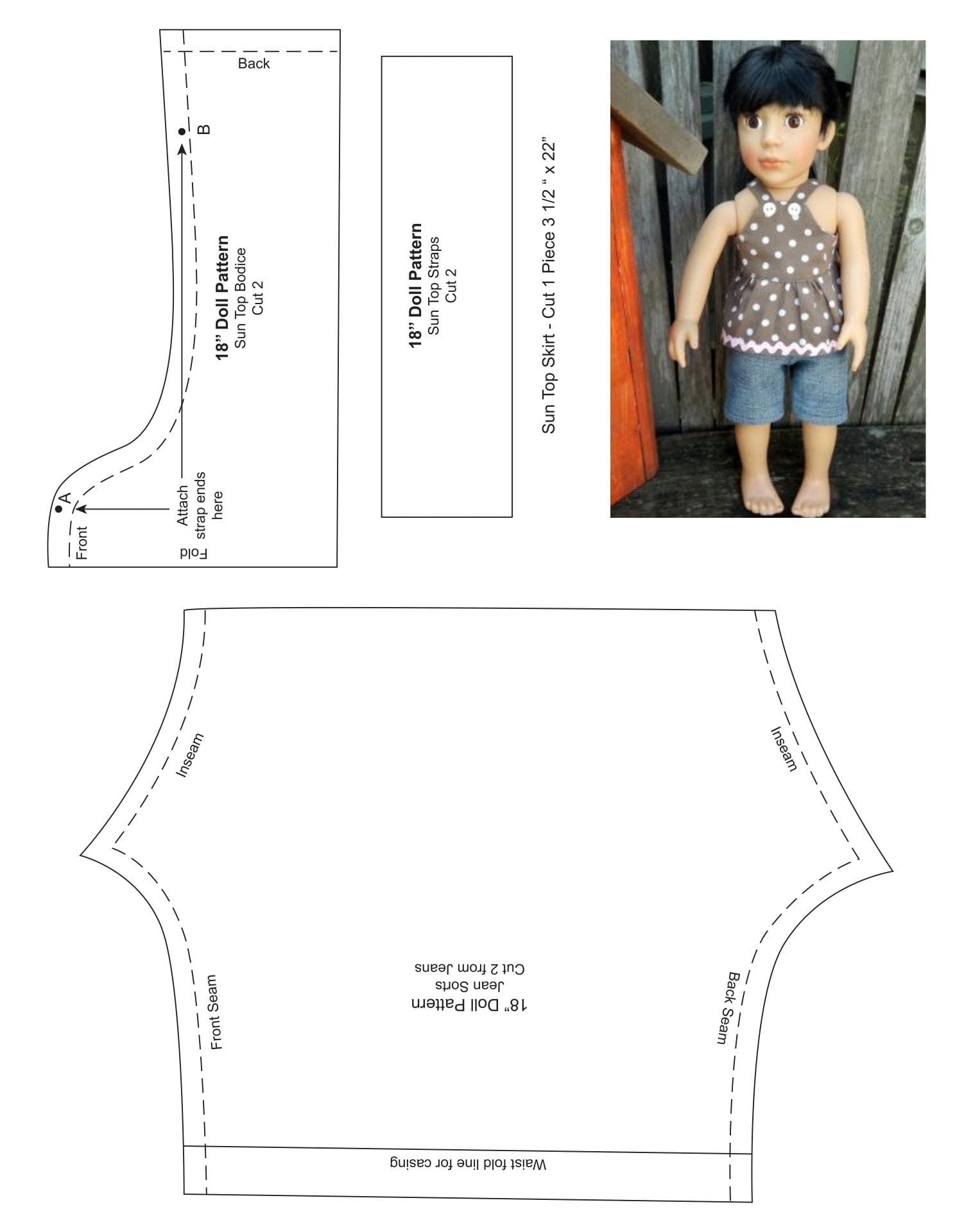 Free Cloth Doll Sewing Pattern The Pattern Includes Four Sleeve Options