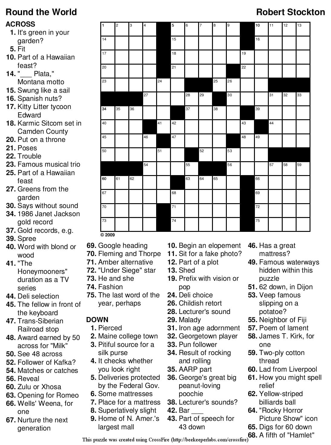 Easy Crossword Puzzles With Answers Printable