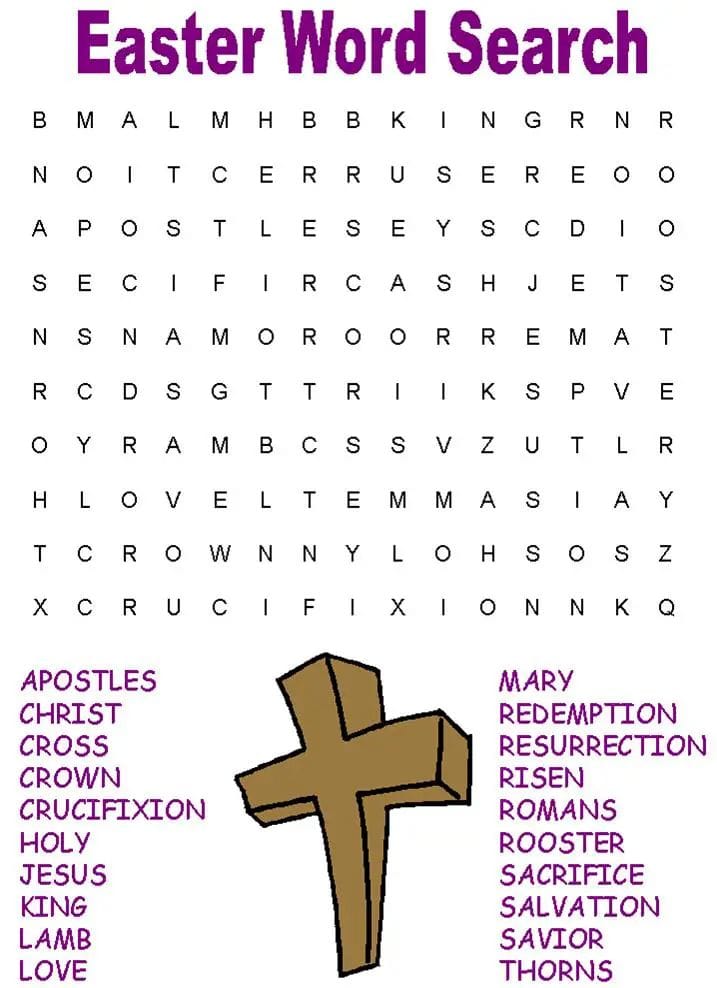 Easter Word Search Free Printable For Kids