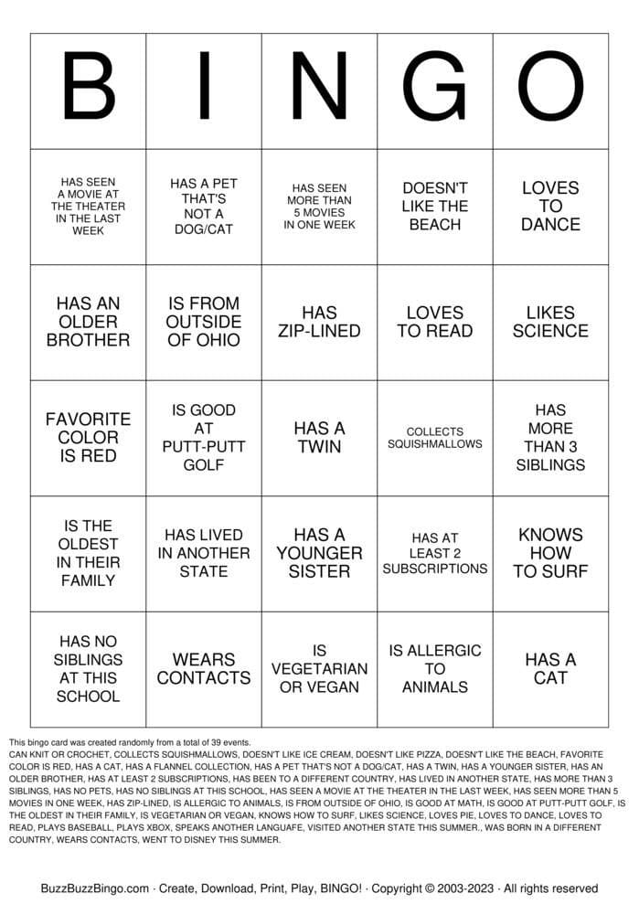 ICEBREAKER BINGO Bingo Cards to Download