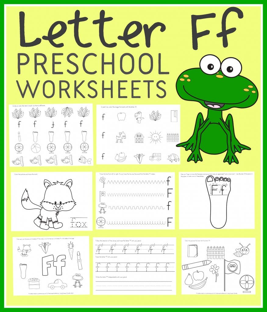 FREE LETTER F PRESCHOOL WORKSHEETS (Instant Download)