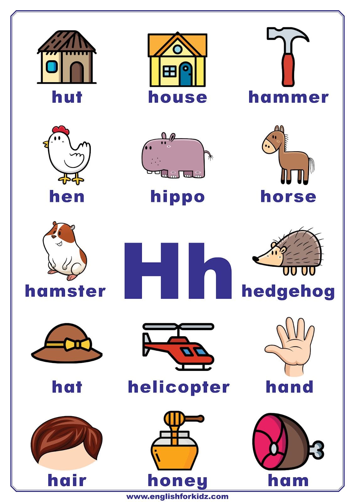 English for Kids Step by Step: Letter H Worksheets