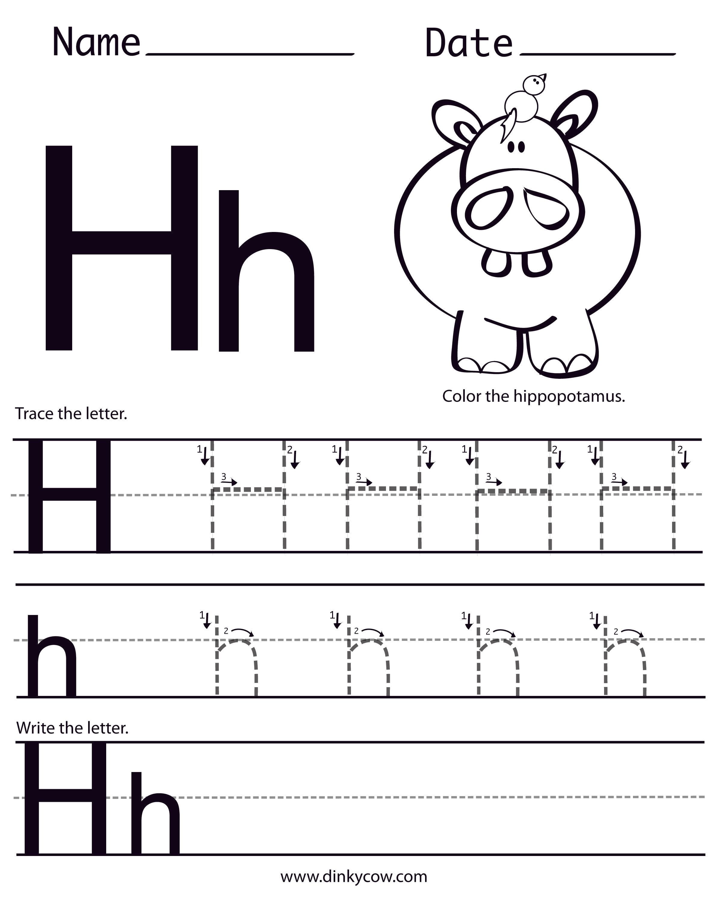 Free Printable Uppercase Letter H Template