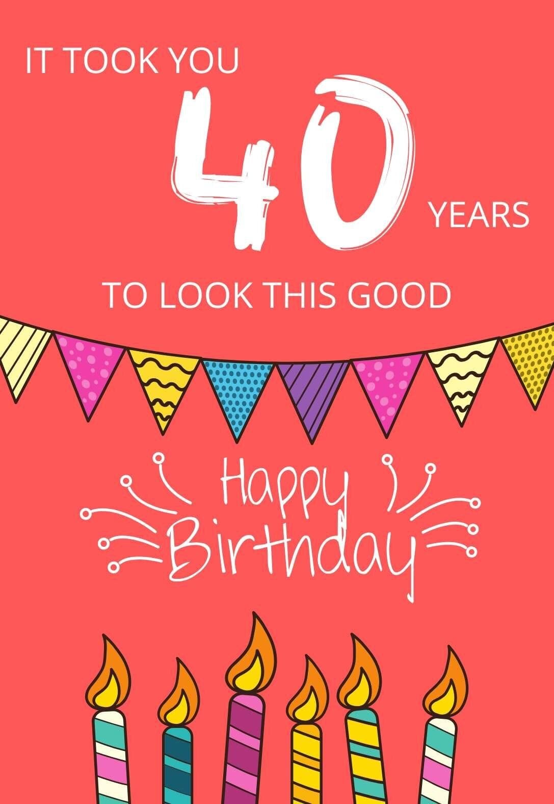 Happy 40th Birthday Cards Free Printable