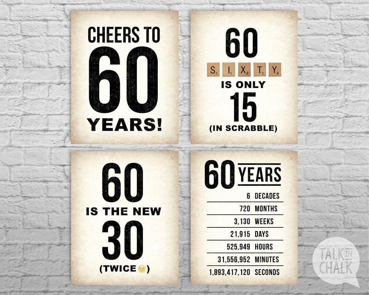 60th Birthday PRINTABLE Sign Pack 60th Birthday DIGITAL