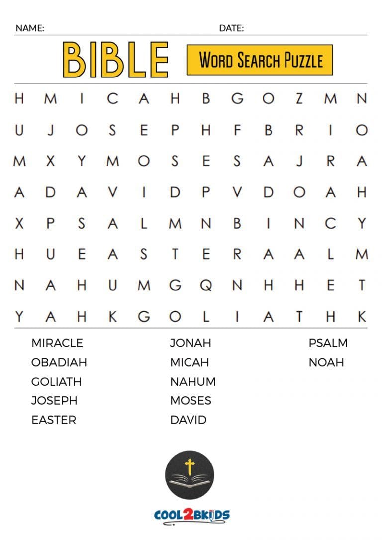 Printable Bible Crossword Puzzles