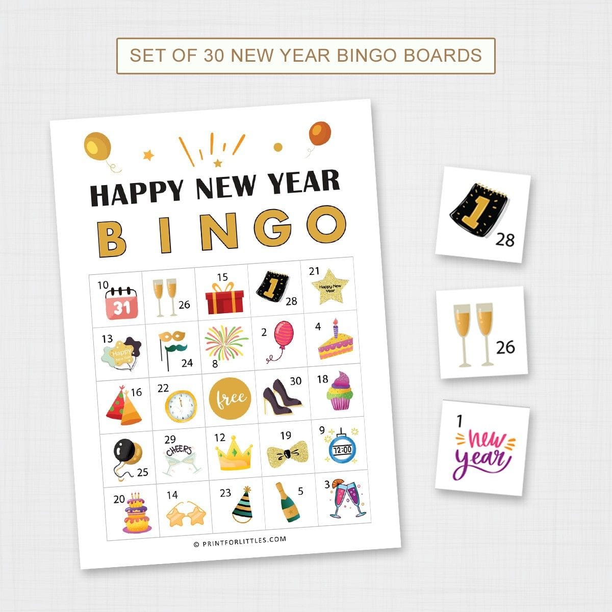 Free Printable New Years Eve Bingo Cards