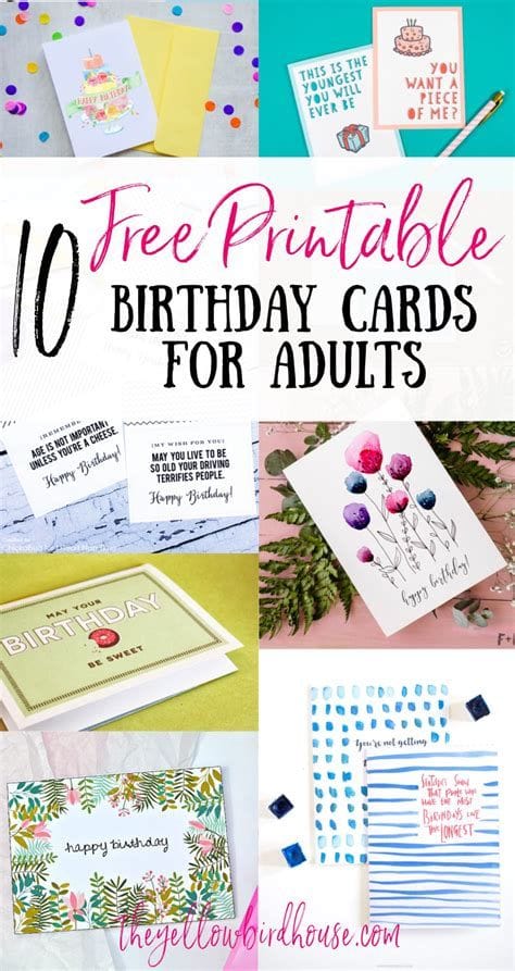 10 Free Printable Birthday Cards for Grown Ups