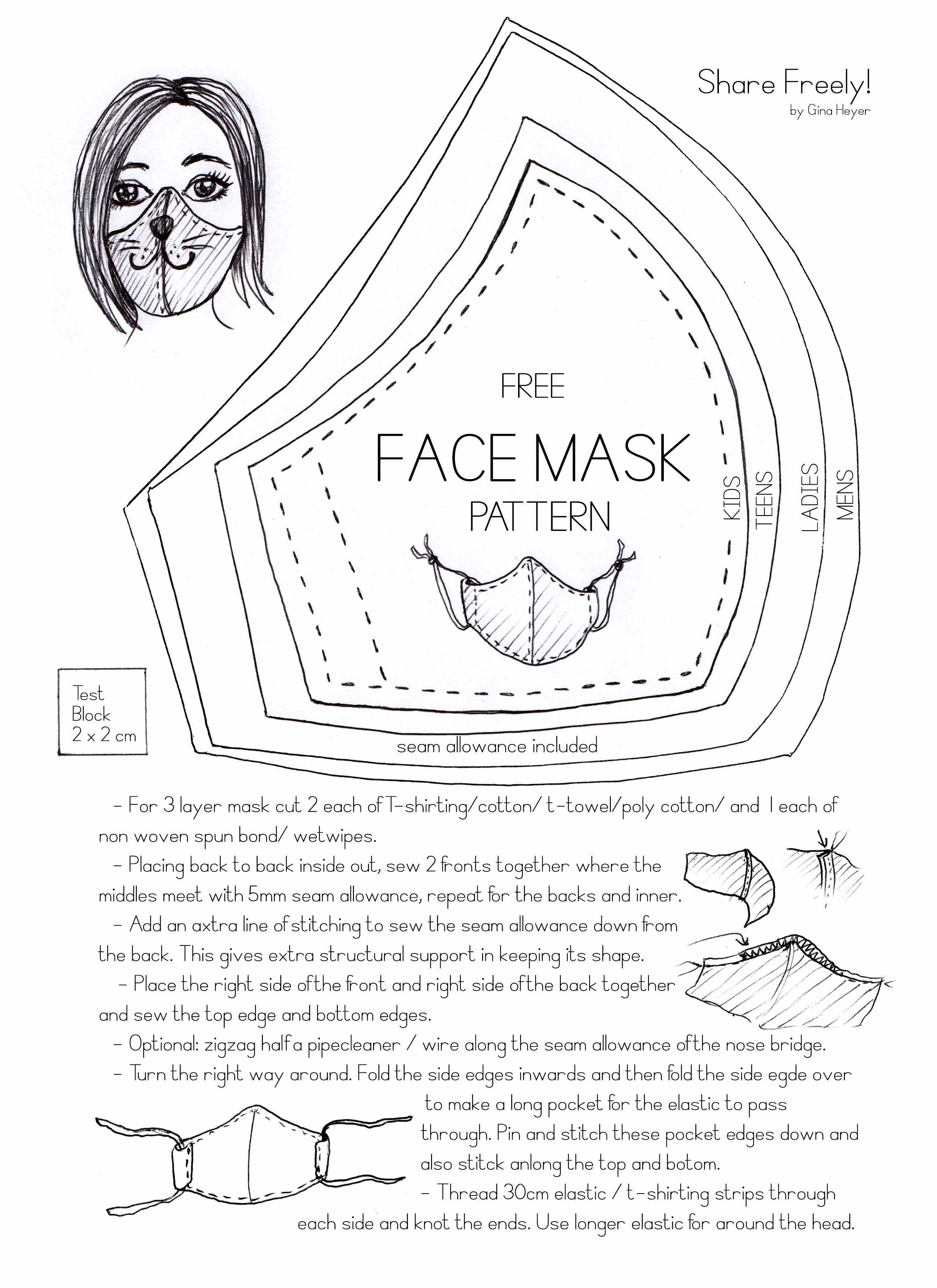 Free Mask Pattern Web The Diy Face Mask Pattern Included In The Blog