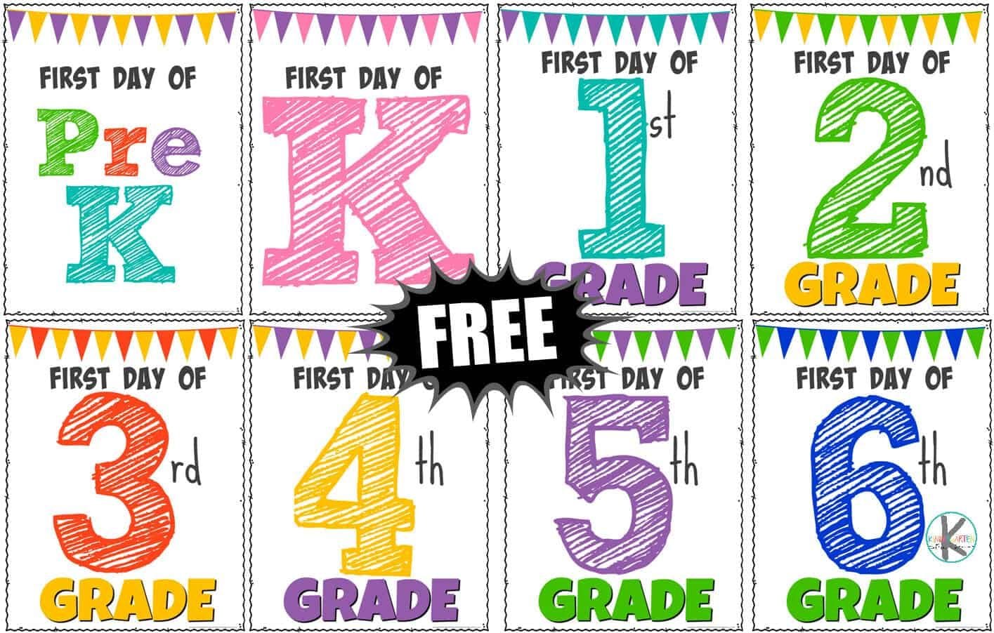 FREE Printable First Day of School Signs