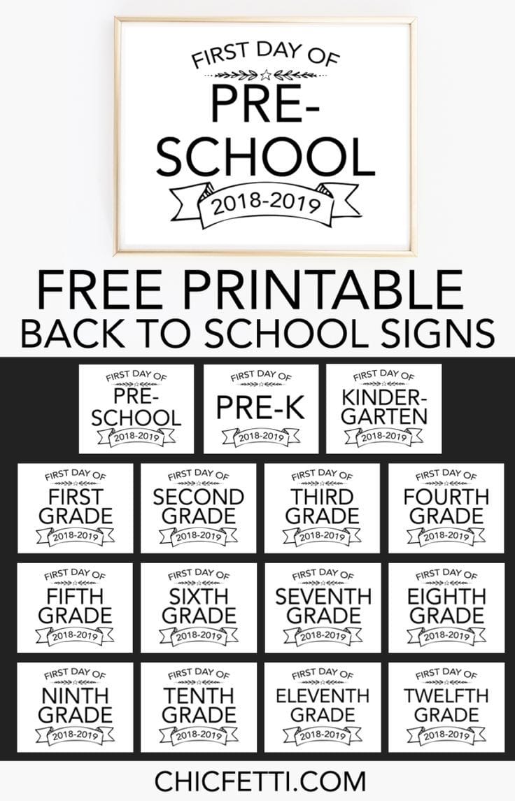 Free Printable First Day School Signs (for the perfect back to school