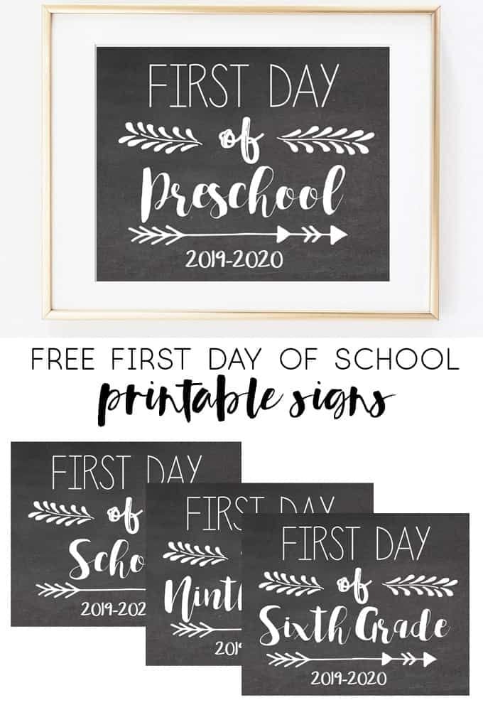 FREE Back to School Printable Chalkboard Signs for First Day of School