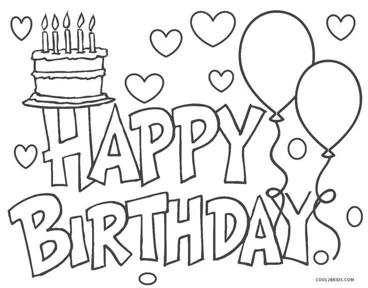 Happy Birthday Card Printable Coloring