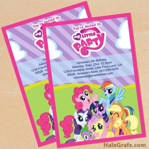 FREE Printable My Little Pony birthday invitations