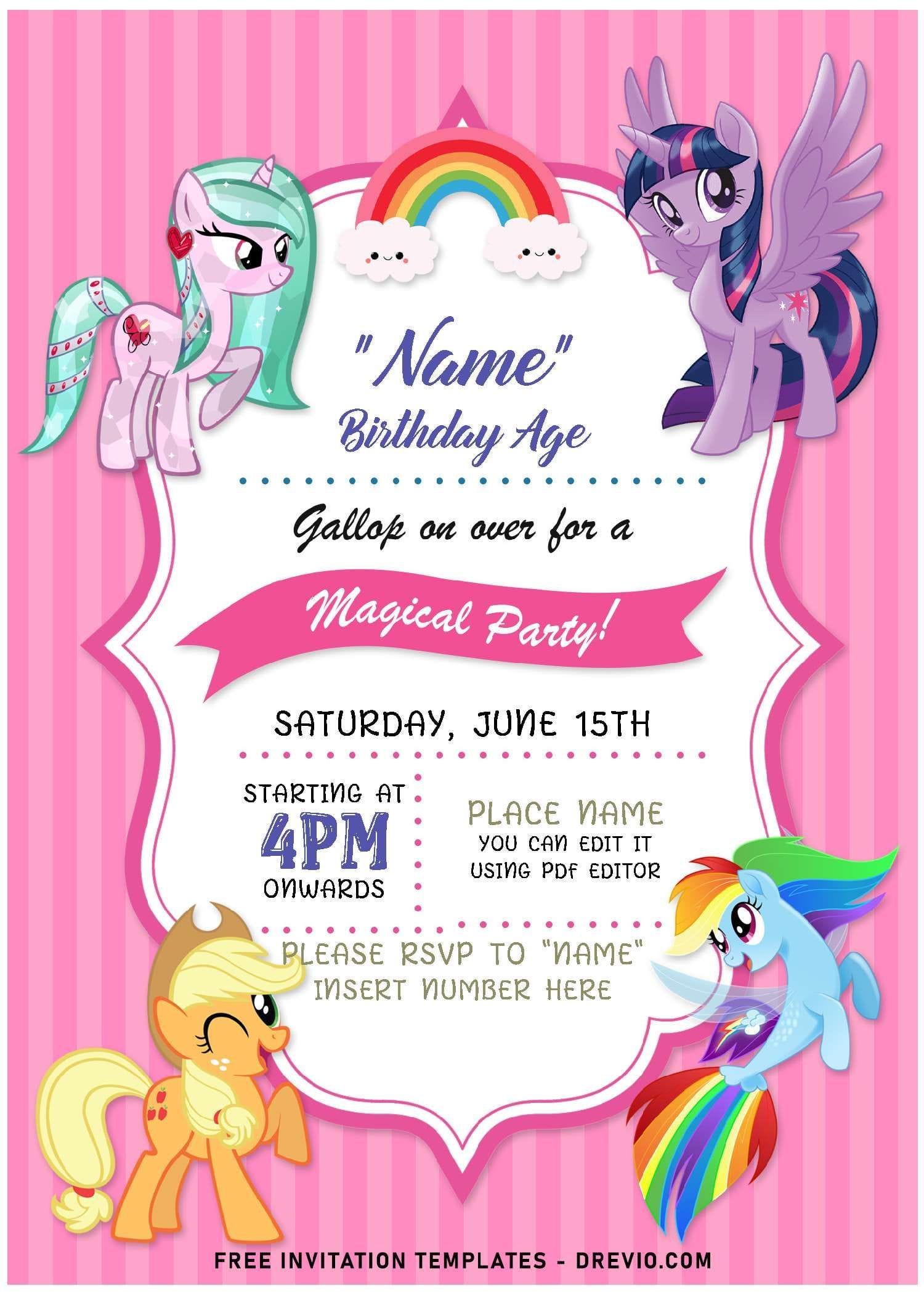 FREE Printable My Little Pony birthday invitations