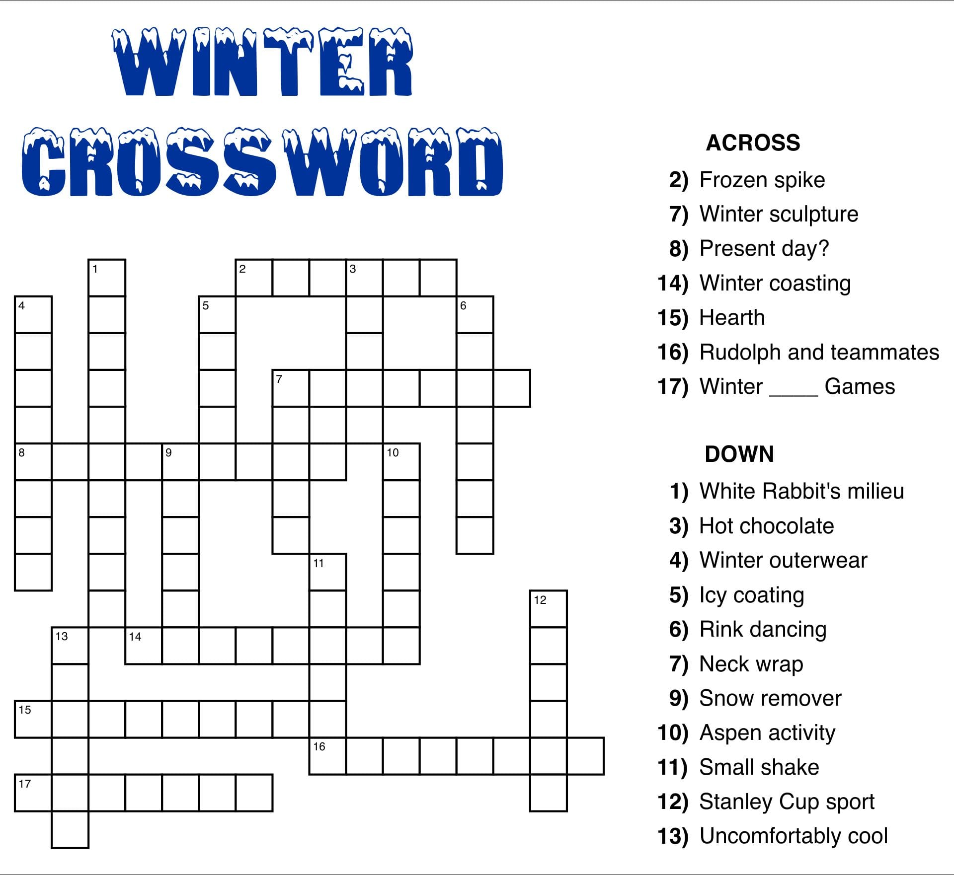 Large Print Easy Crossword Puzzles