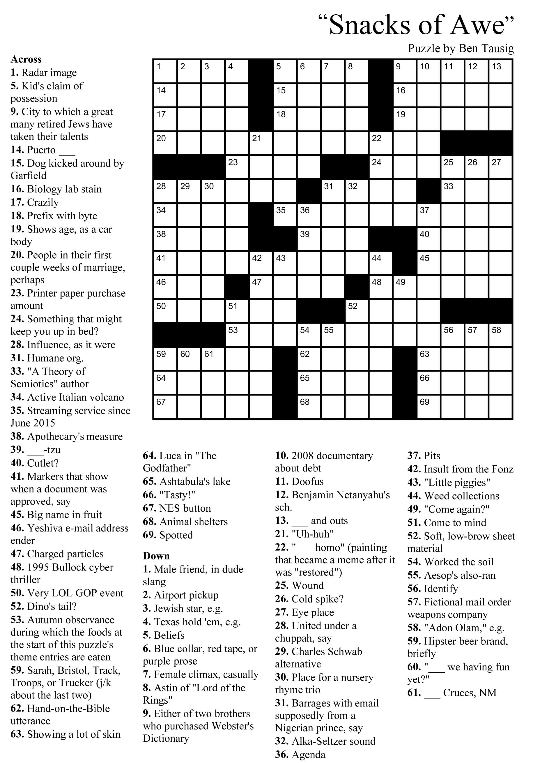 Free Printable Crossword Puzzles For Adults