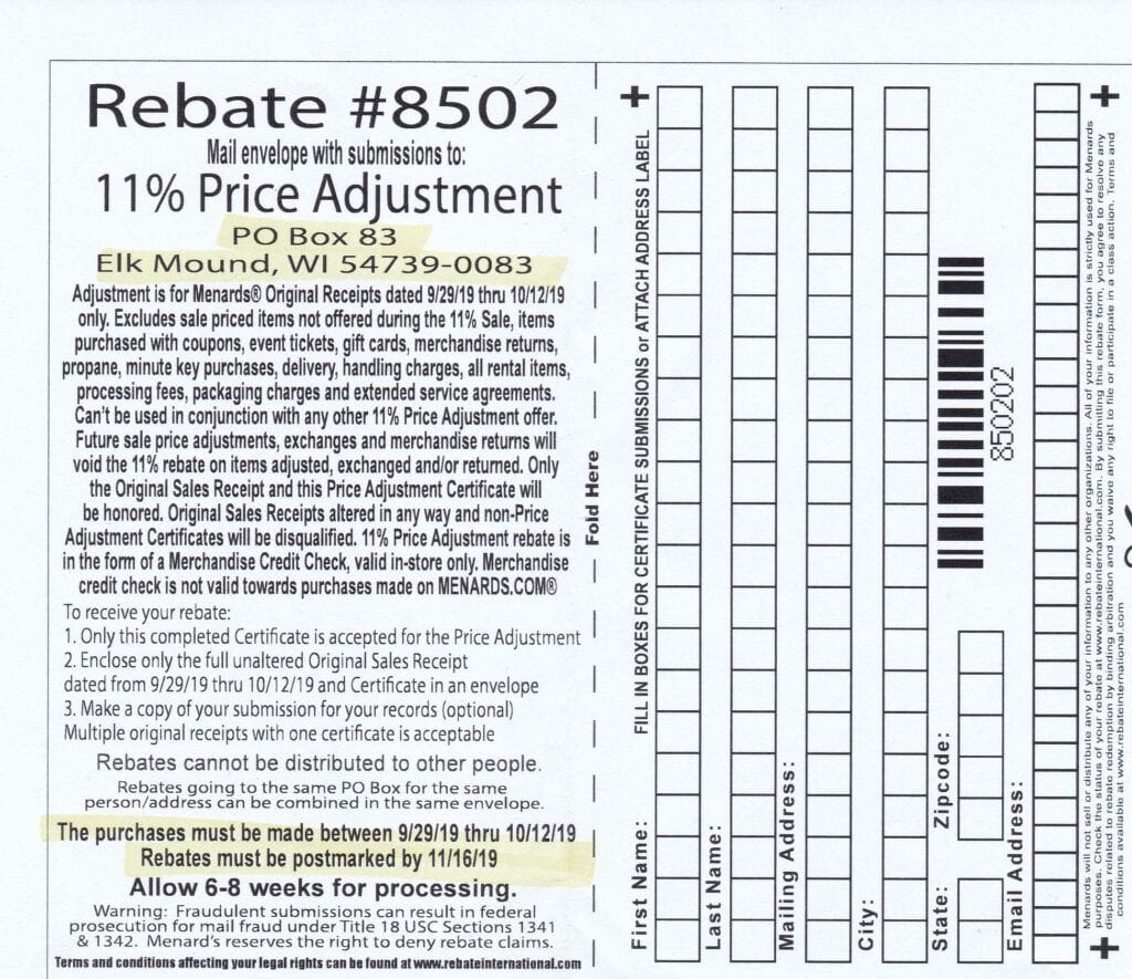 Menards 11 Rebate Dates For 2023