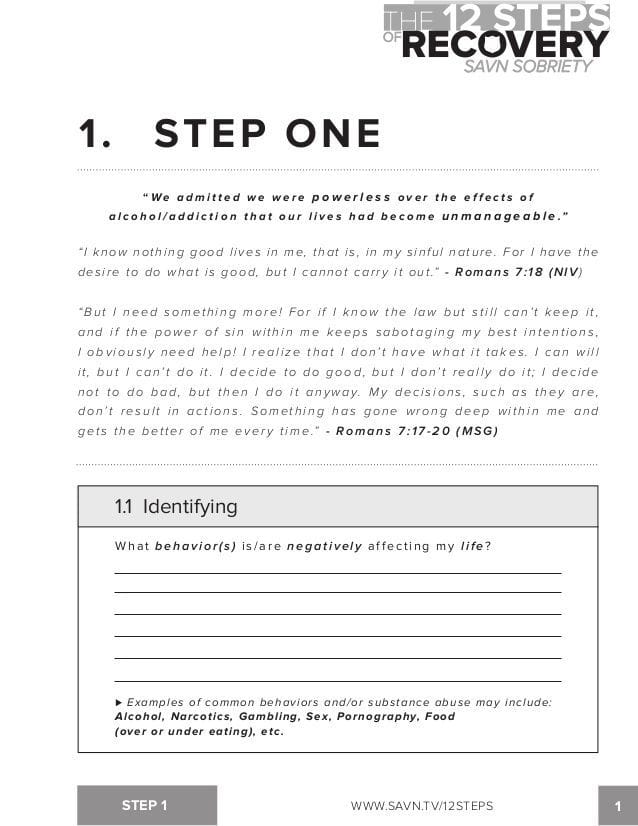 12 Steps Of Alcoholics Anonymous Printable