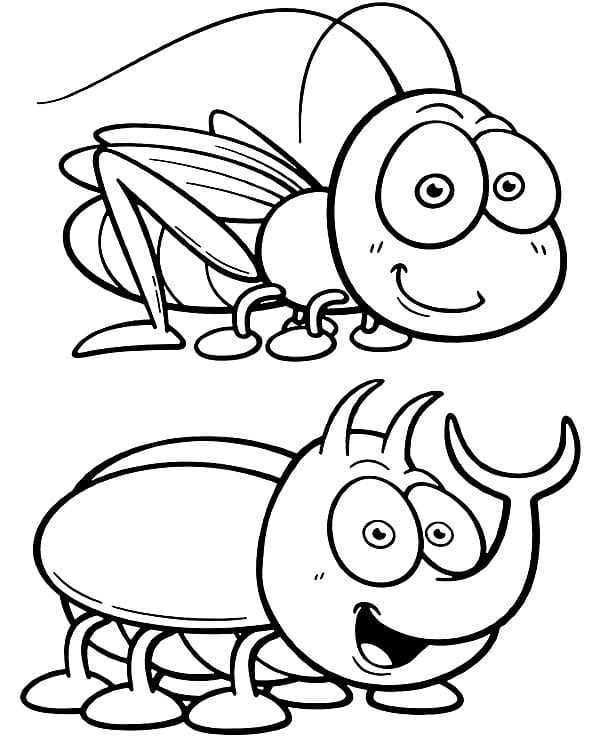 Cute Bugs Coloring Page