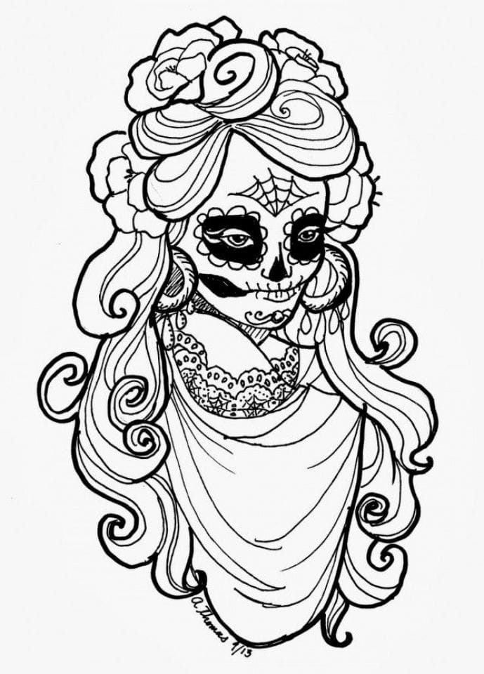 20+ Free Printable Dia De Los Muertos Coloring Pages