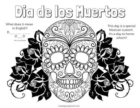 Dia de los Muertos Free Printable and Coloring Page to Educate