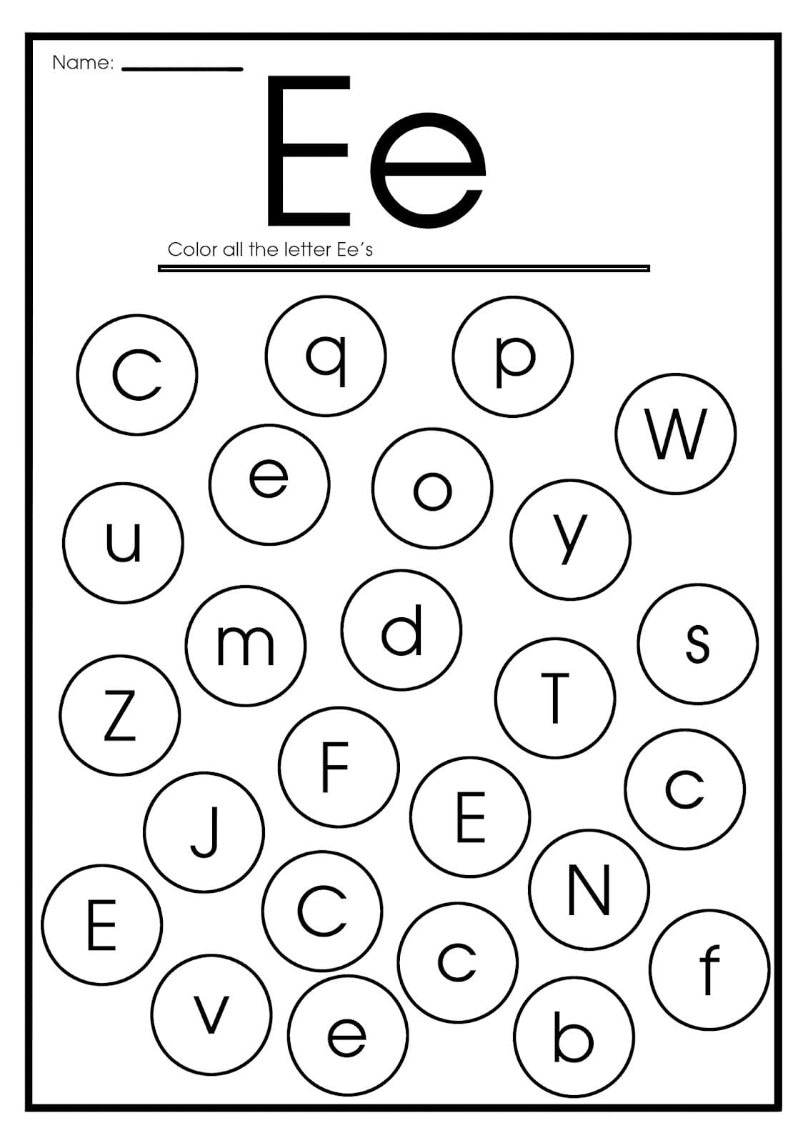 Letter E Worksheets For Kindergarten and Preschool