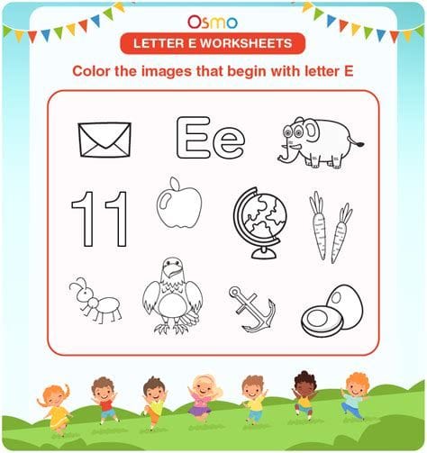 Letter E Coloring Worksheet