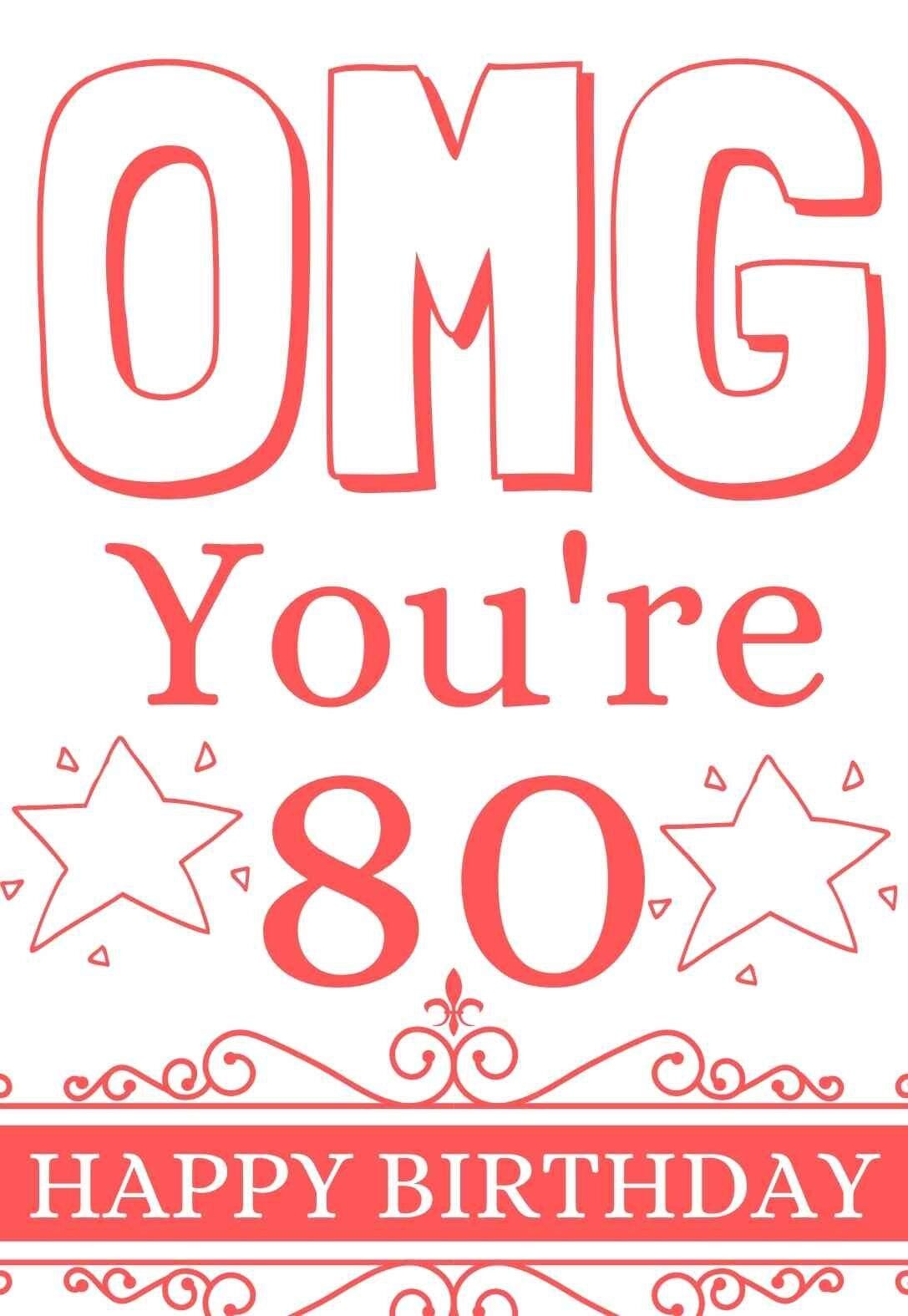 The Best Printable 80th Birthday Cards (free) PRINTBIRTHDAY