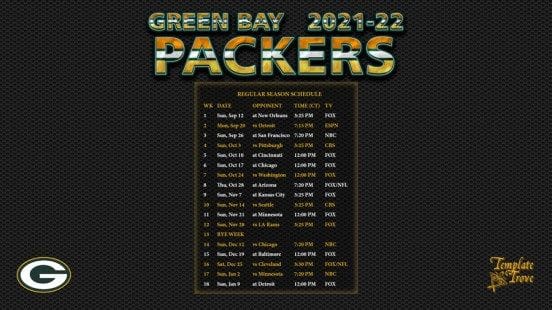 Green Bay Packer Schedule Printable