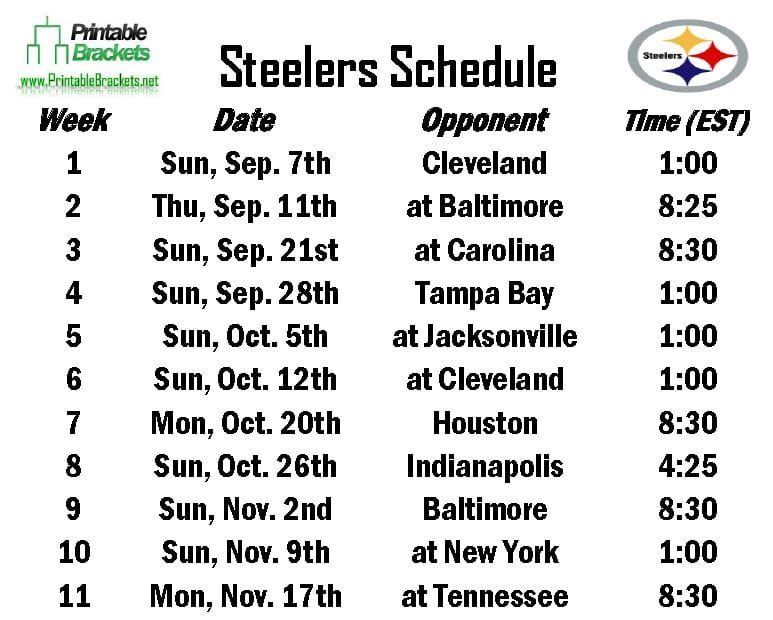 pittsburgh steelers game schedule for 2021