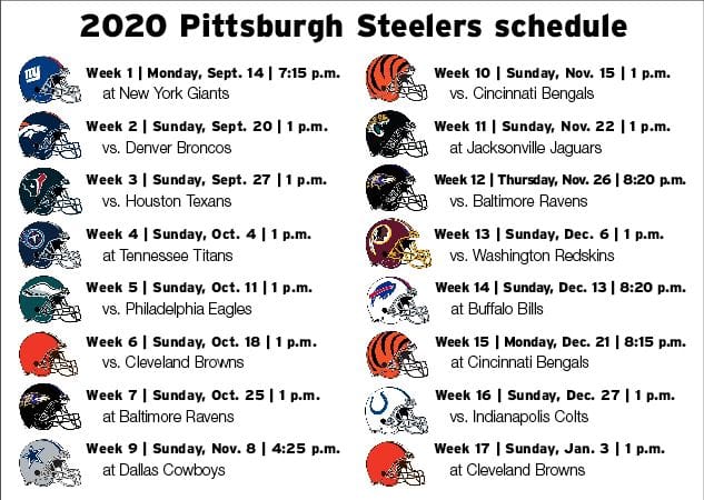 2021 Pittsburgh Steelers Schedule NFL Regular Season