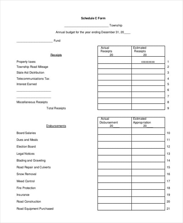 Printable Schedule C Form