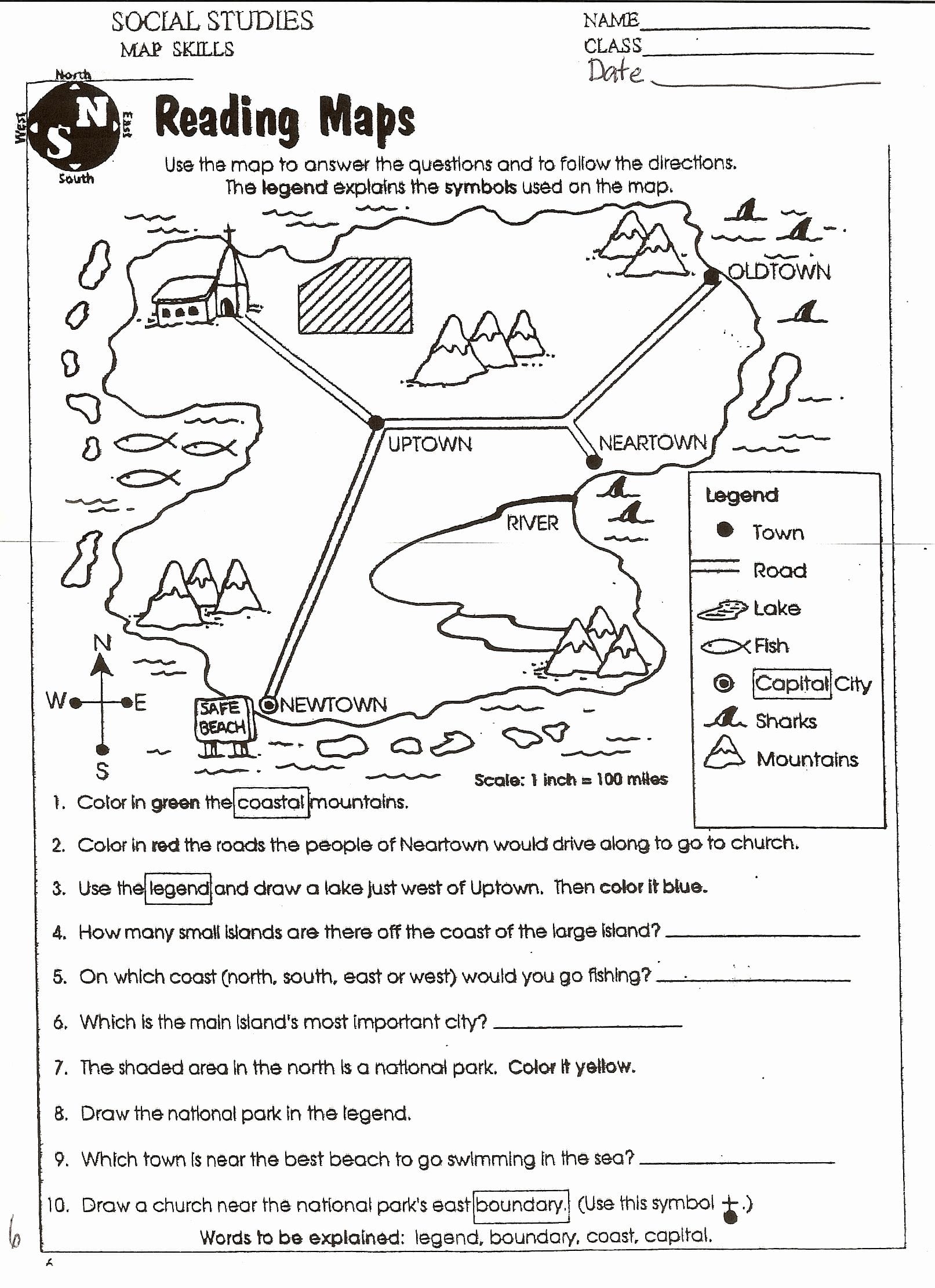 FREE US map elementary worksheet