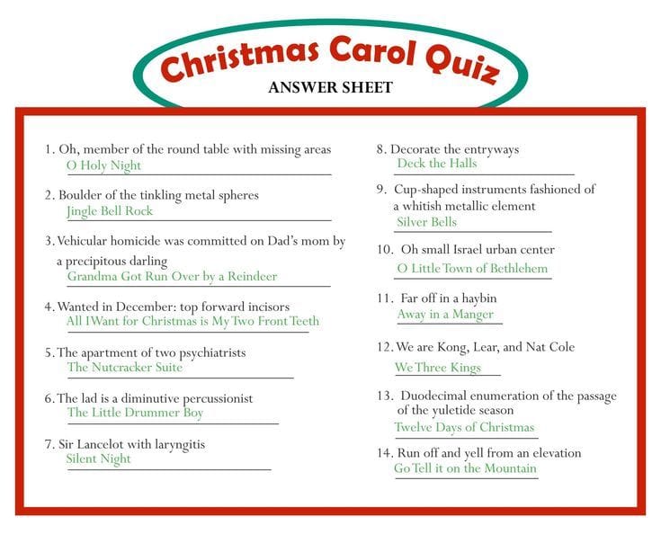 Printable Christmas Carol Games