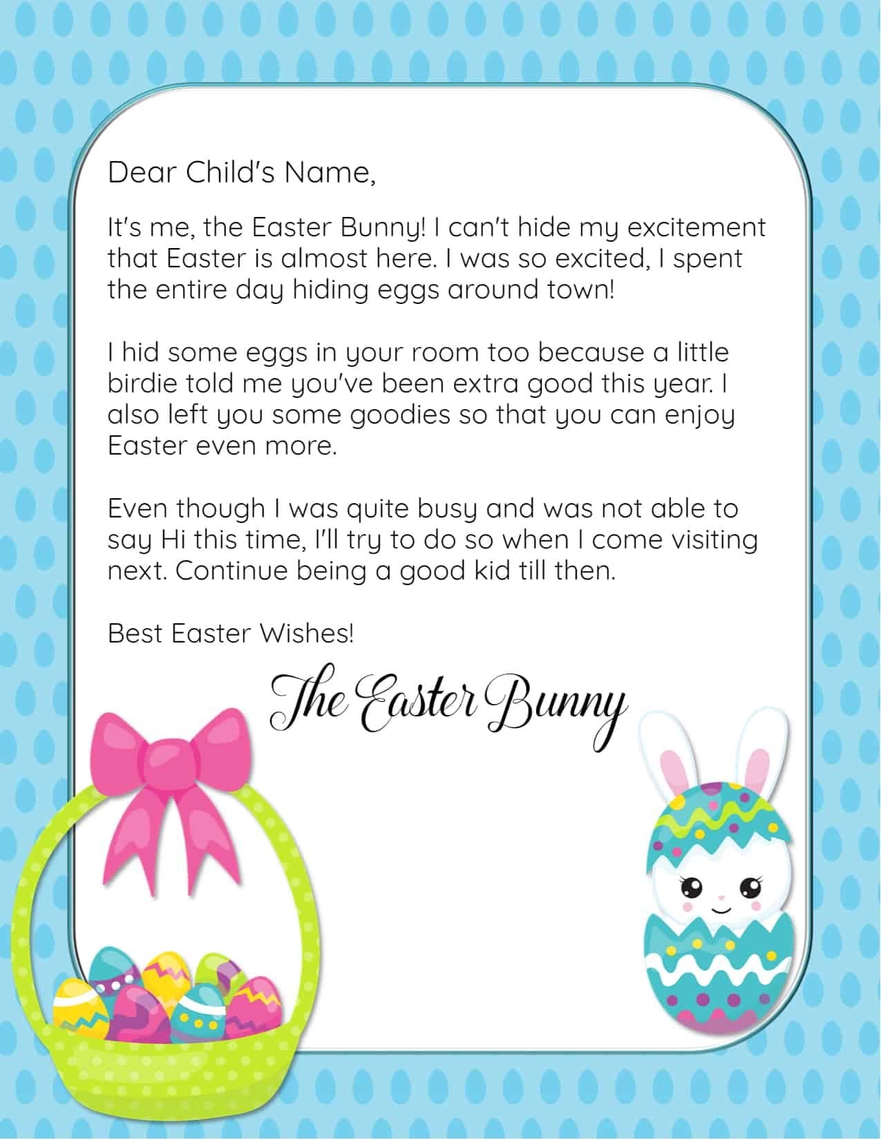 FREE Printable and Editable Easter Bunny Letter and Note