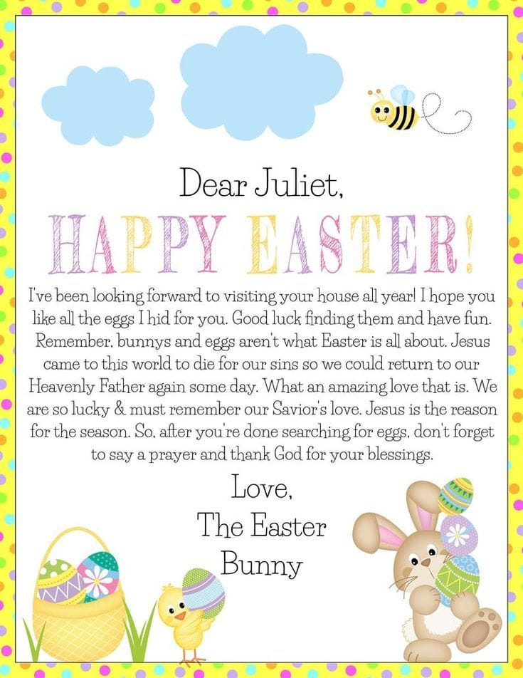 Easter Bunny Letter Template