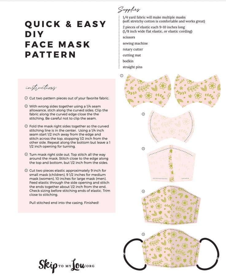 Quick Easy DIY Face Mask {Printable Pattern}