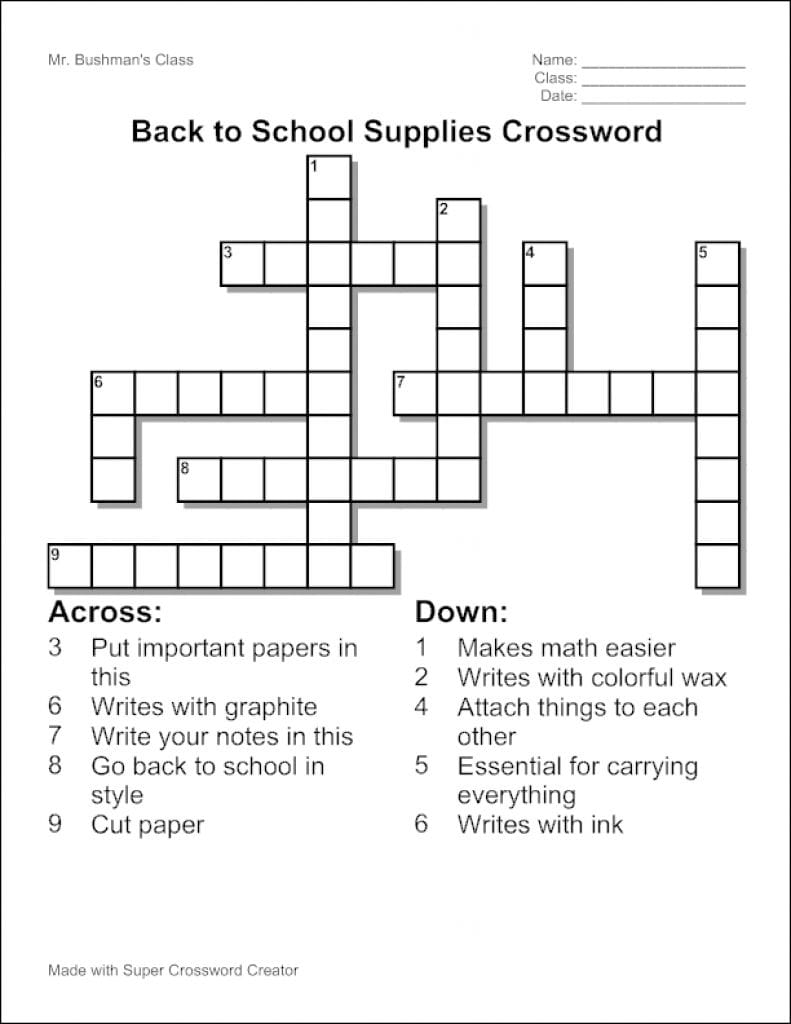 Create A Crossword Puzzle Free Printable