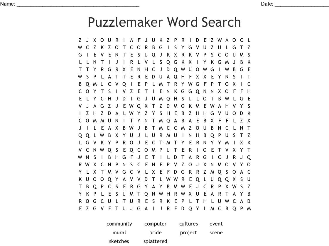 Create Your Own Word Search Puzzle Free Printable